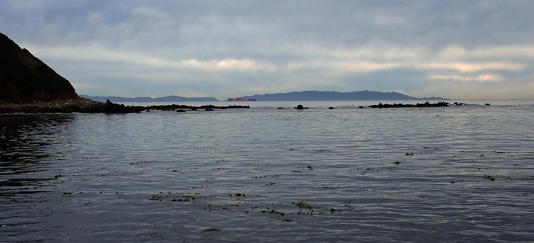 View of San Pedro Channel between Palos Verdes and Catalina Island 1/29/2022