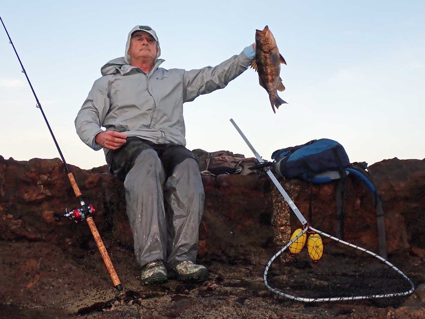 Mike Dufish and his 4 lb 4 oz calico bass caught at Palos Verdes 5/14/2022