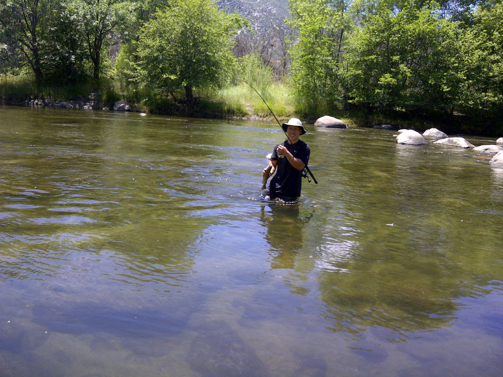 James S. caught this nice trout while using salmon eggs at the Kern River 5/2012 