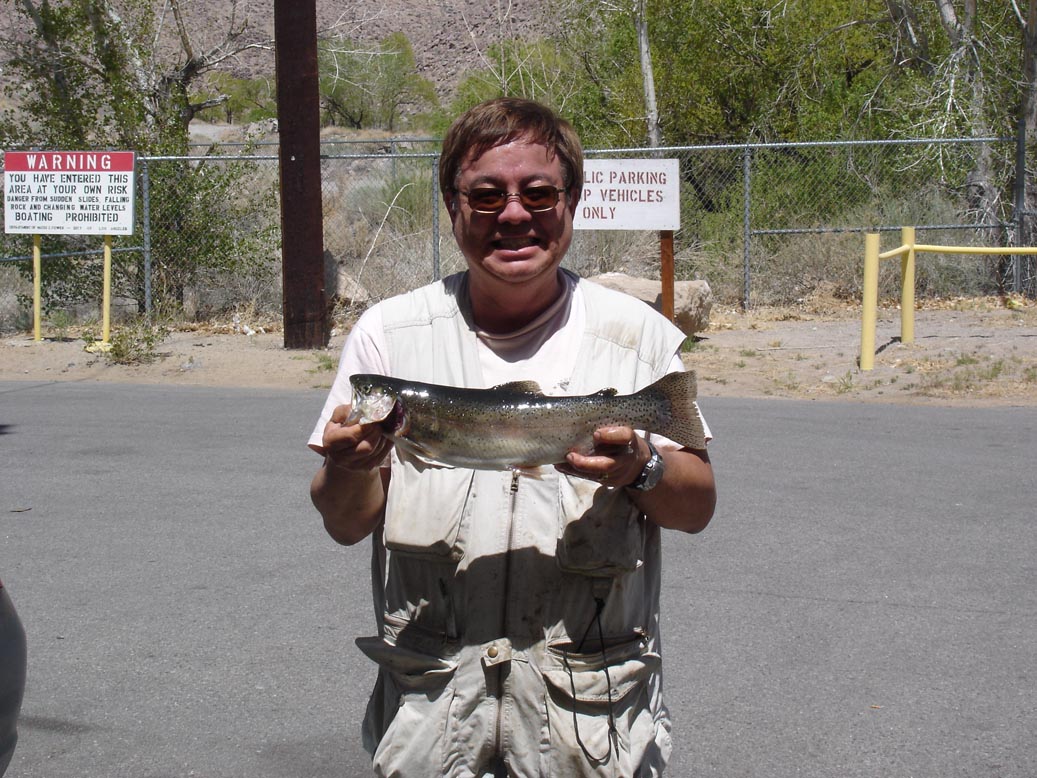 Jim L. with a nice rainbow trout caught near the inlet of Pleasant Valley Reservoir 5/2009