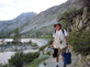 Jim L hiking around a full Lake Sabrina 7/4/2016