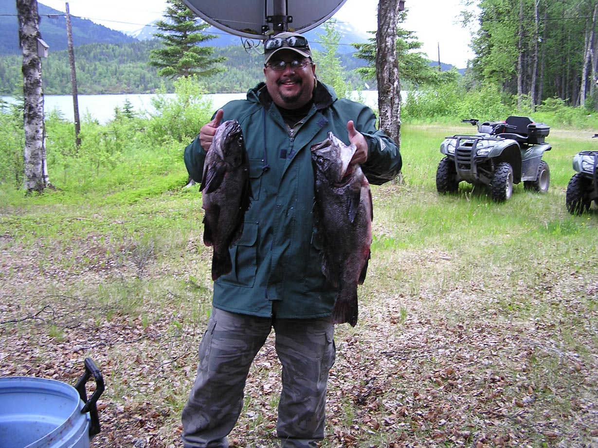 Breakwall Robert with some huge black rockfish caught on his Alaska trip 2011