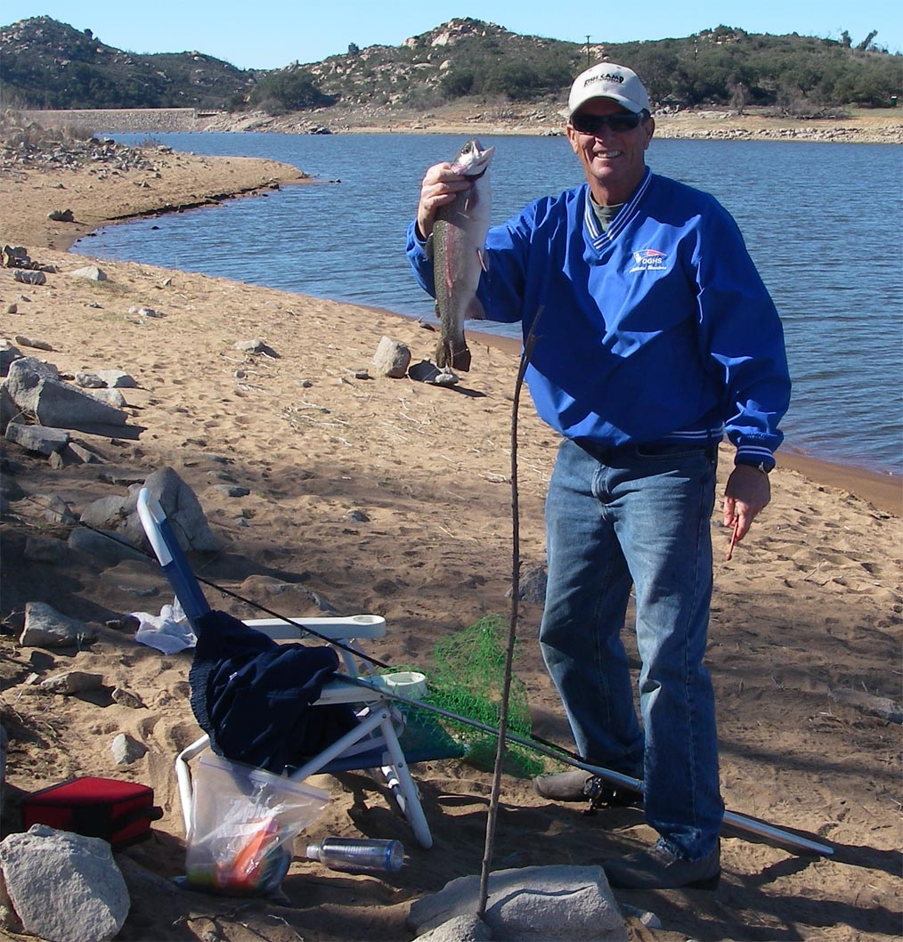 Chuck P. and his 3-2 trout caught on Power Bait at Lake Wohlford, 1/16/2009. 
