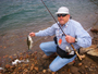 Mike Dufish lands a 2-0 largemouth bass at Diamond Valley Lake while Carolina-rigging a 4" purple Power Worm 4/29/2009