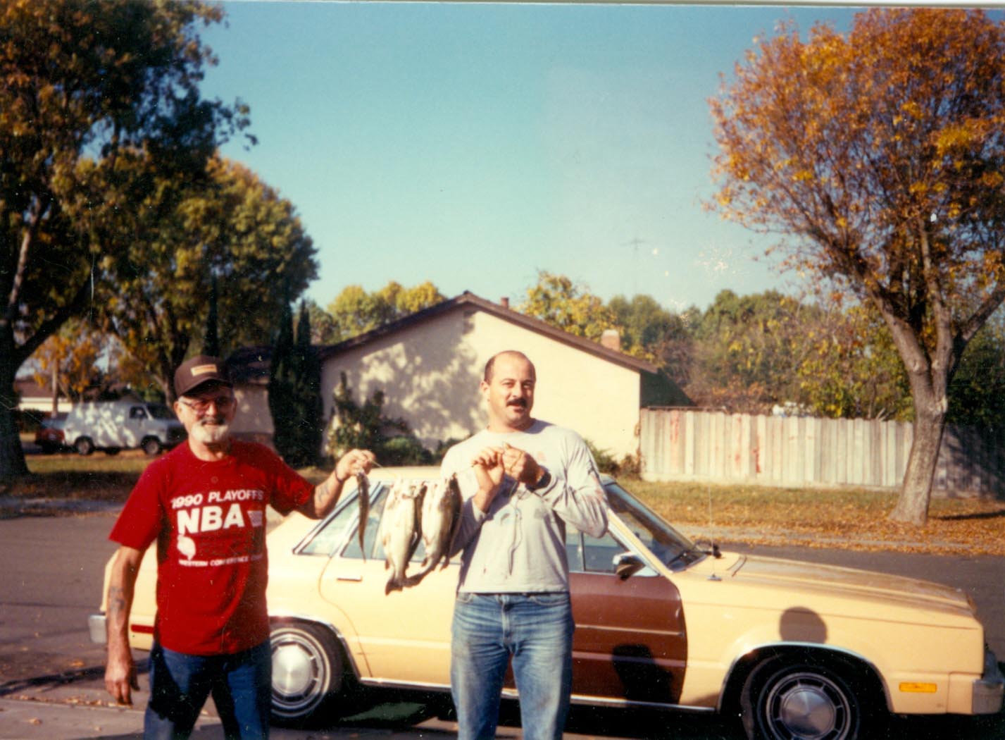 Mike Dufish, right, and his Dad Steve slayed the rainbow trout at Melones Lake on Thanksgiving Weekend 1991