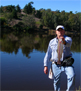 Mike Dufish lands 3lb class rainbow trout from Laguna Niguel Lake while using an inflated nightcrawler 1/12/2011