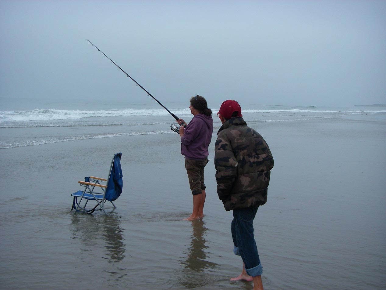 Candy and Beau surf fishing at Carpinteria Beach 6/9/2015