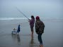 Candy and Beau surf fishing at Carpinteria Beach 6/9/2015