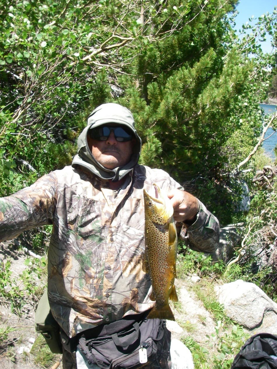 Mike Dufish caught this 2-8 brown trout using Gulp bait and 2 lb test at Secret Brown Trout Lake in the High Sierra 7/15/2016 