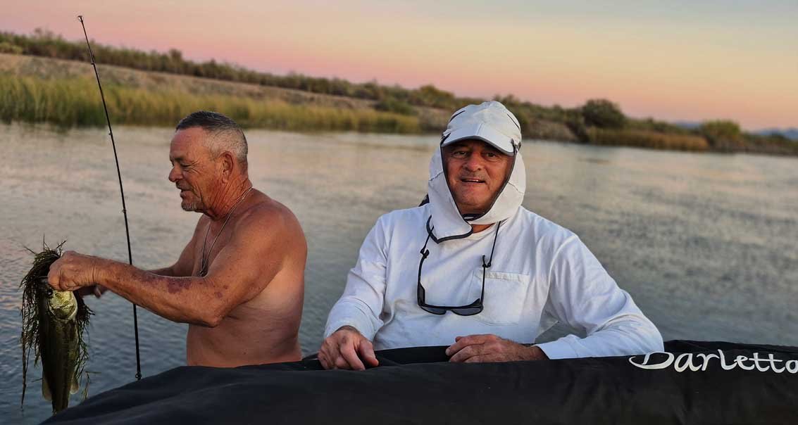 Bill P. landed the biggest bass of the trip using a Hula Popper on the Colorado River 10/23/2025