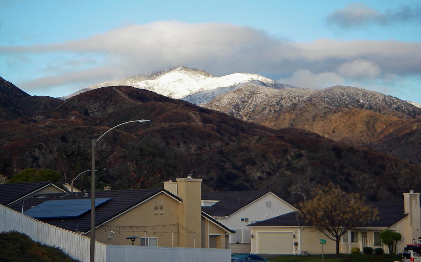 Snowy Santiago Peak as seen from my front lawn 3/11/2021