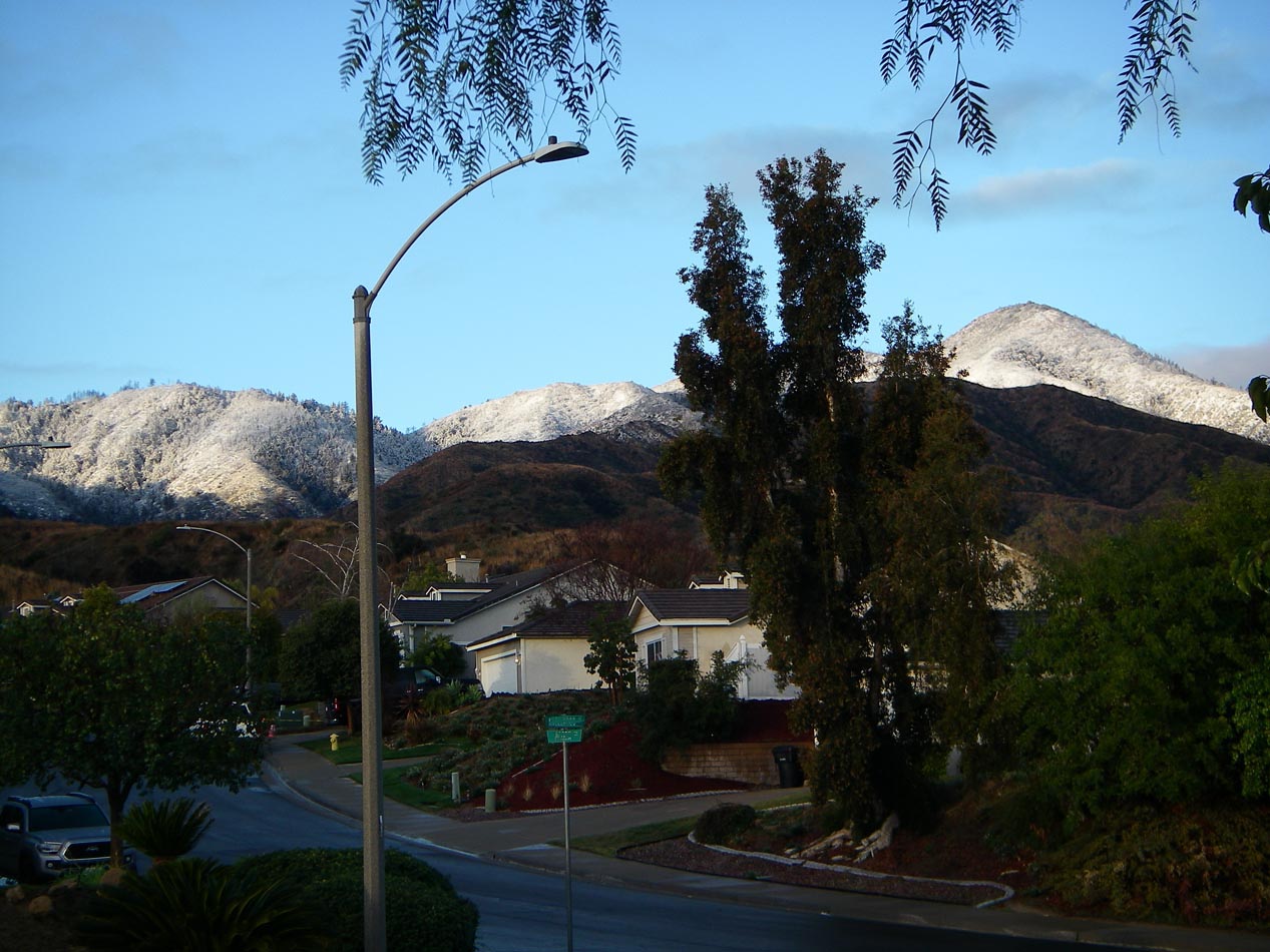 Snowy Santiago Peak as seen from my front lawn 3/11/2021
