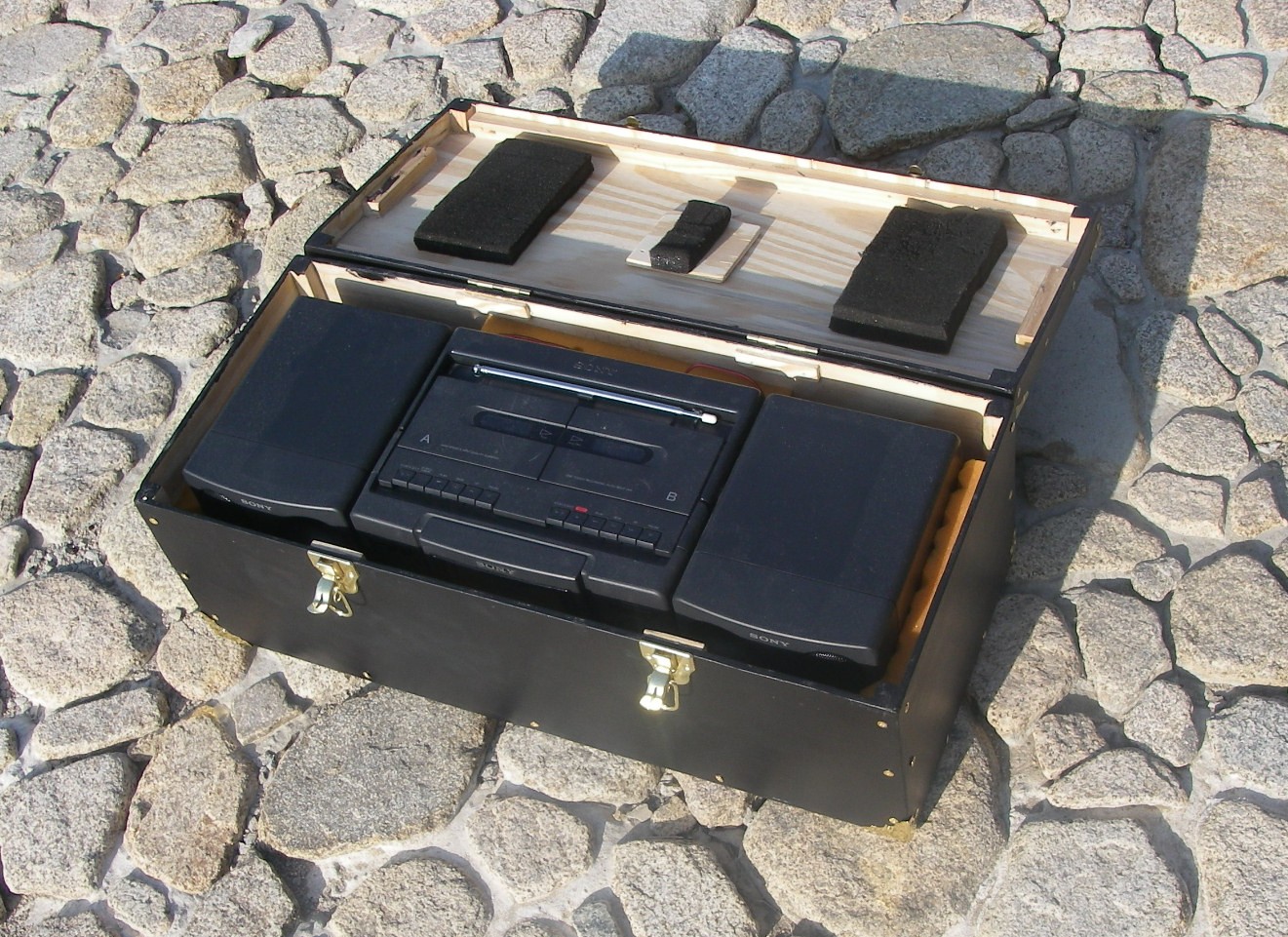 Boombox box has 3/4 inch wood frame 5/2007