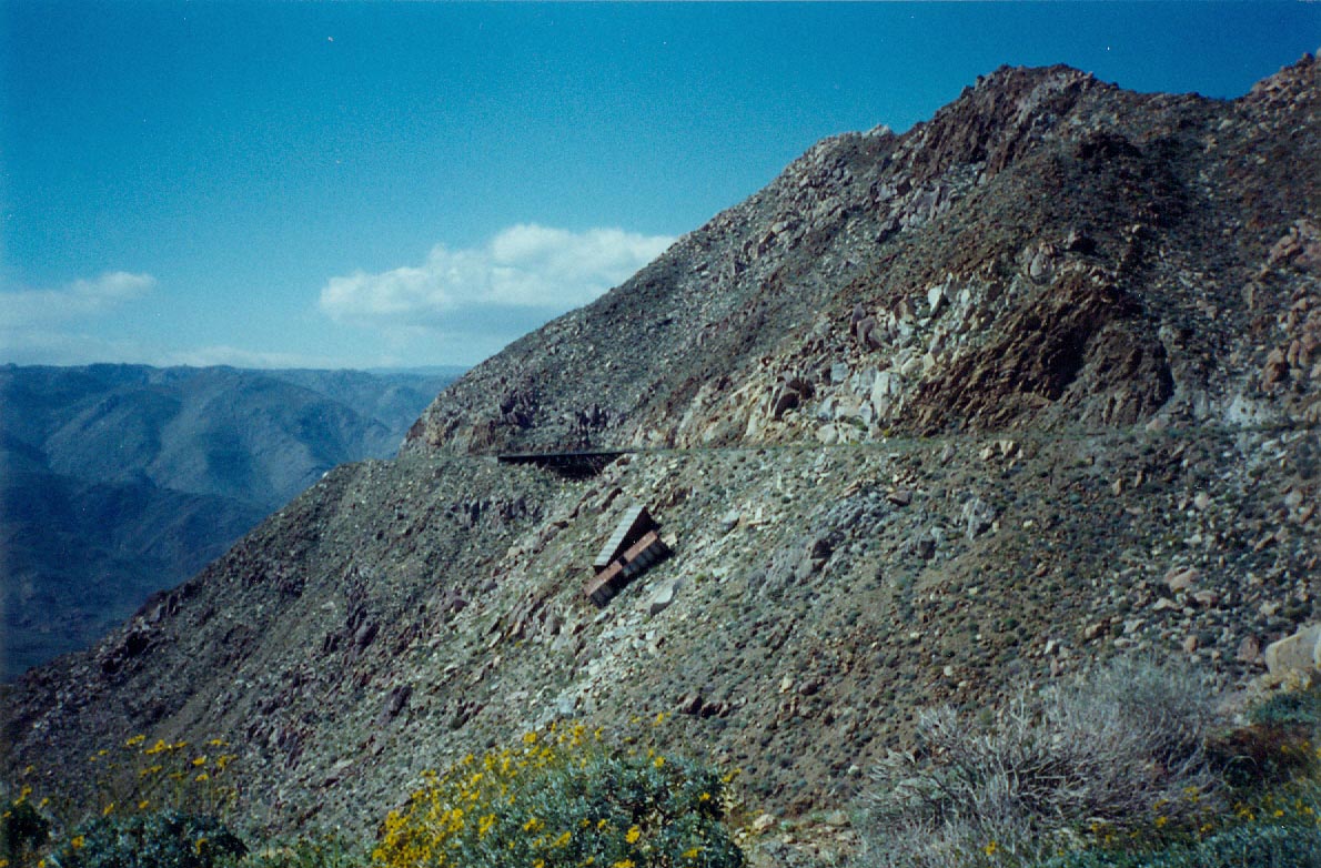 Boxcars fell off the Carrizo Gorge Railroad 3/1998
