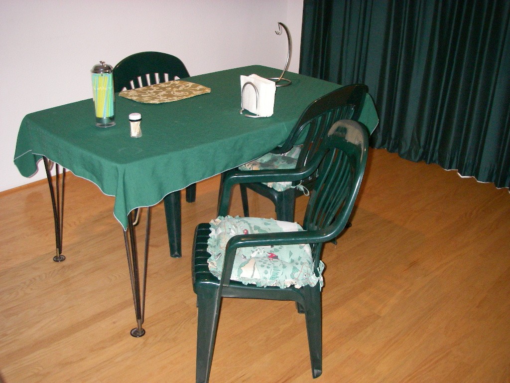My old dining table and chairs with tablecloth 12/18/07
