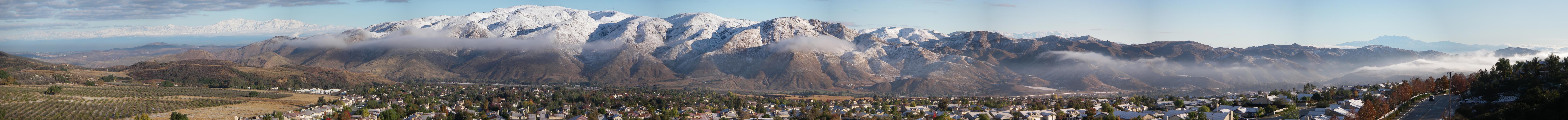 Panorama of Temescal Valley snow day 12/18/2008, use the scroll button at the bottom
