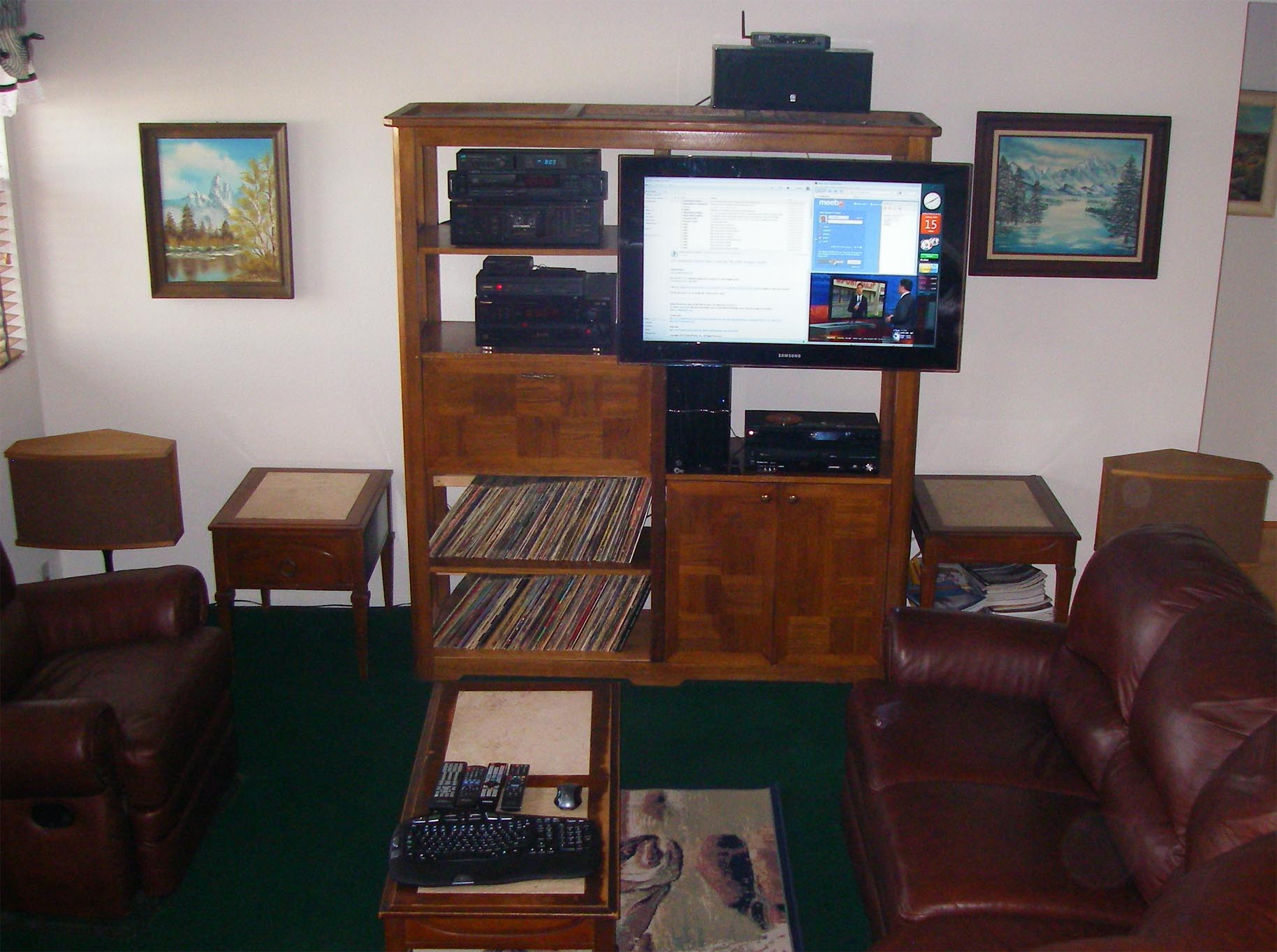 My media center with new media center PC behind TV