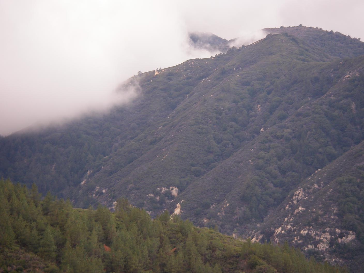 Fog rolling in from the west over Santiago Peak, Santa Ana Mountains 3/3/2010