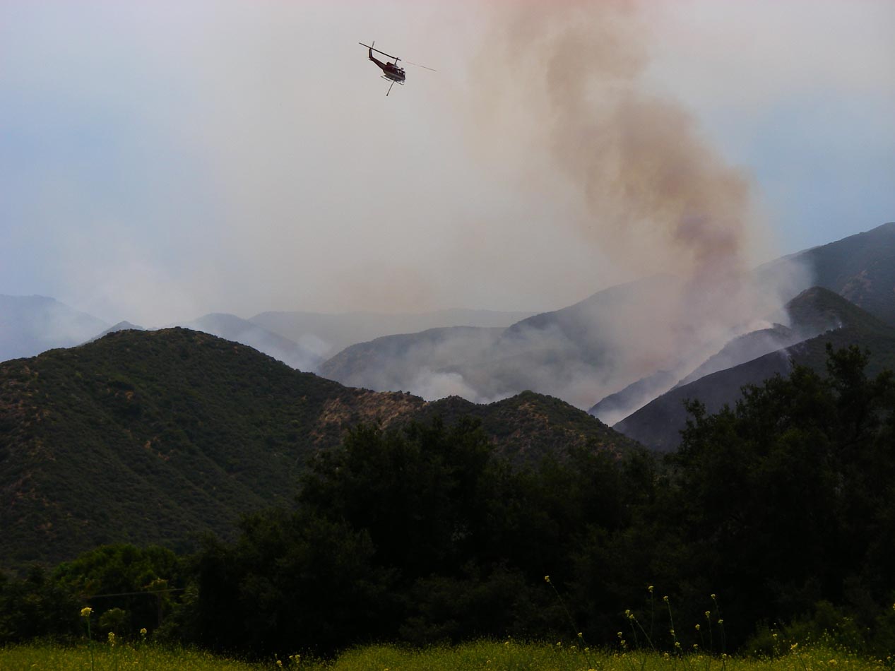 Helicopter fighting fire east side of the Santa Ana Mountains 6/2/2011