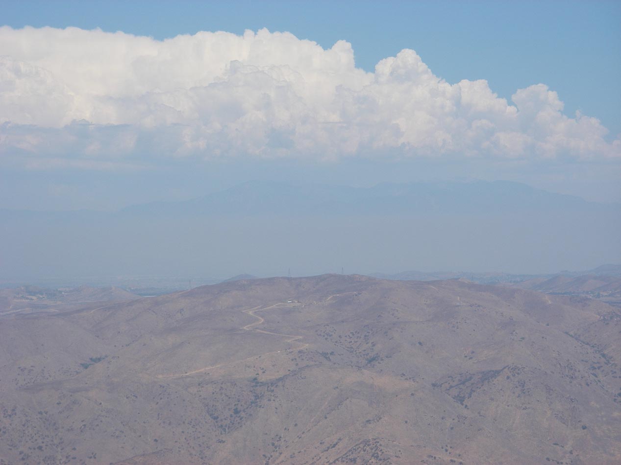 San Bernardino Mountains under cumulus as seen from Indian Truck Trail 7/5/2015