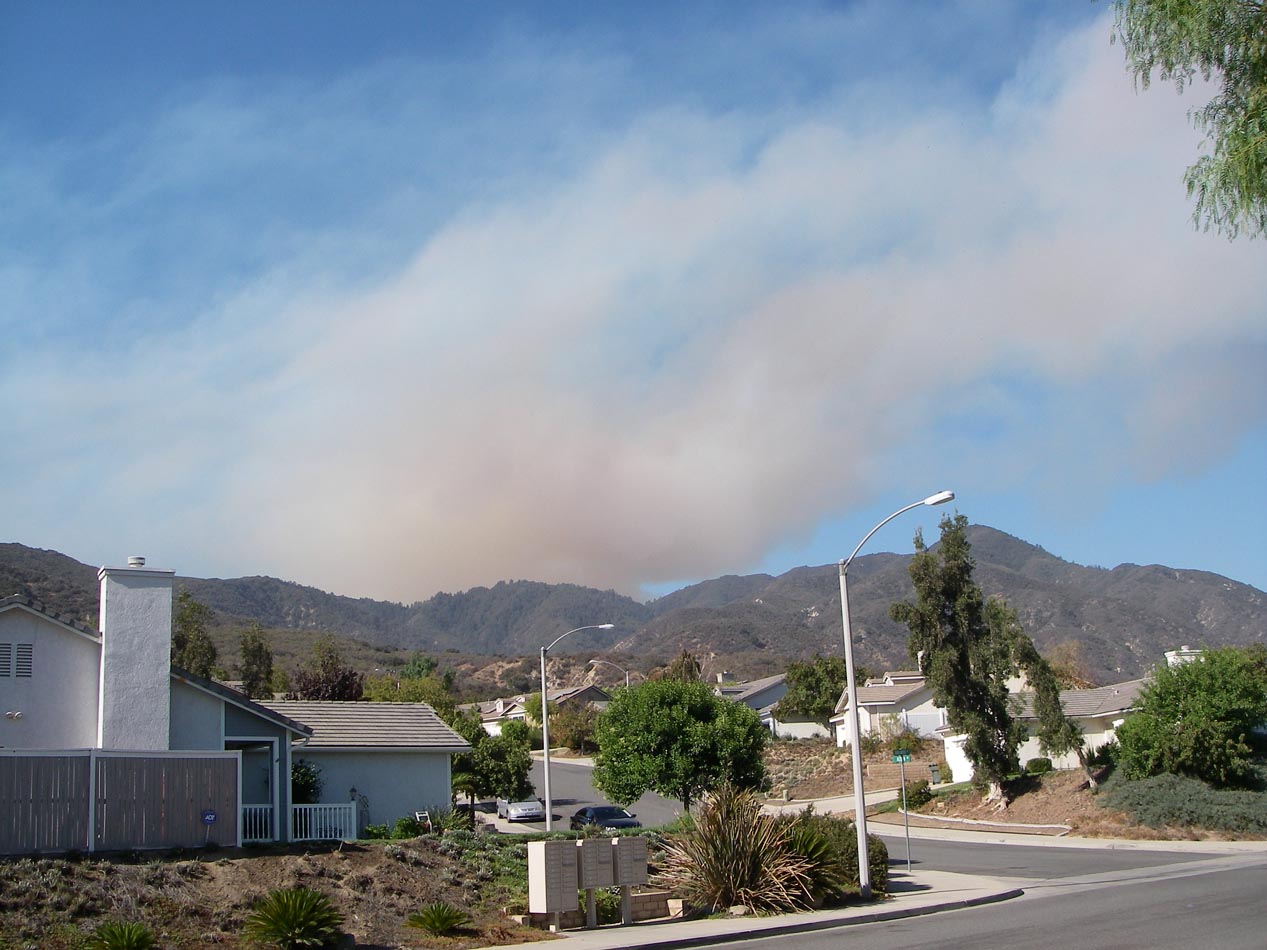 Smoke from the Holy Jim fire pouring over into my 'hood 8/31/2016