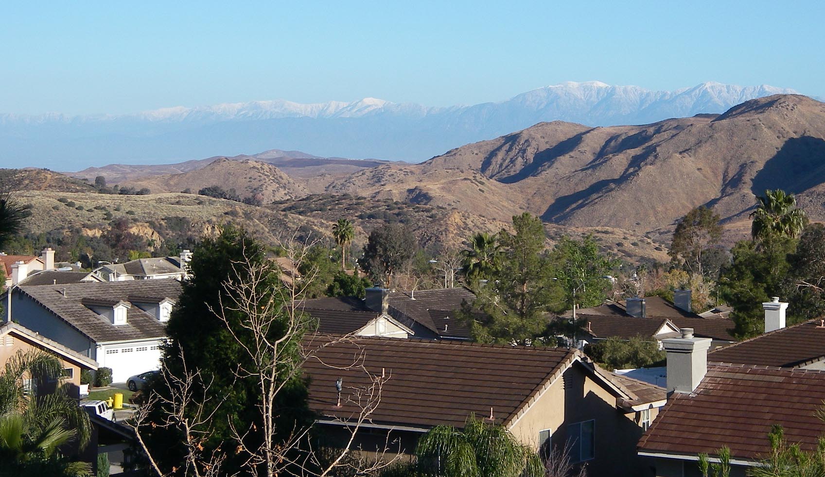 Not enough rain this season to green the hillsides but at least the San Gabriels got snow, as seen from my backyard fence 3/4/2018