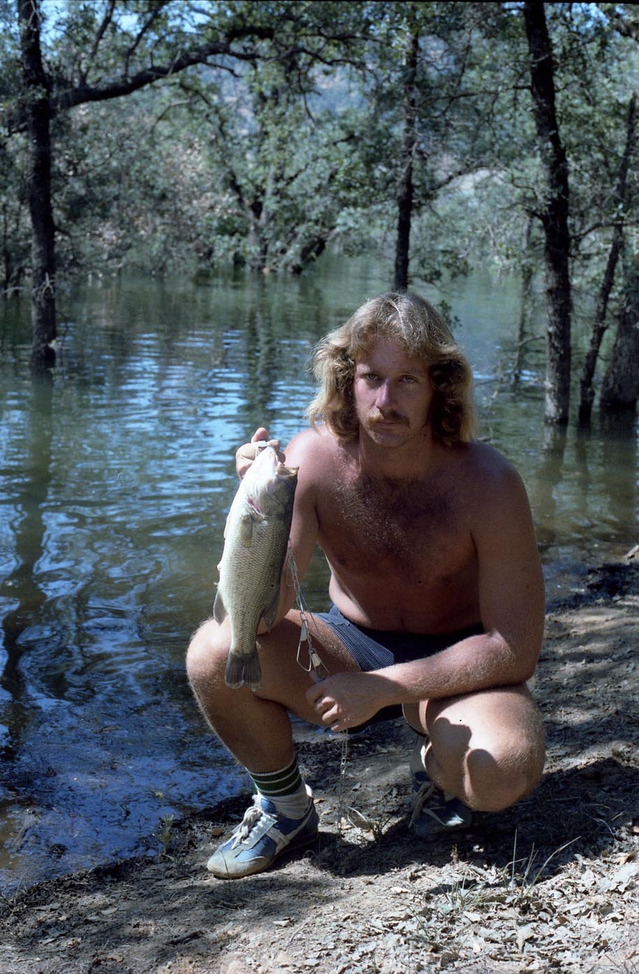 Breakwall Darryl caught this largemouth from the newly flooded trees of New Melones Lake 1980
