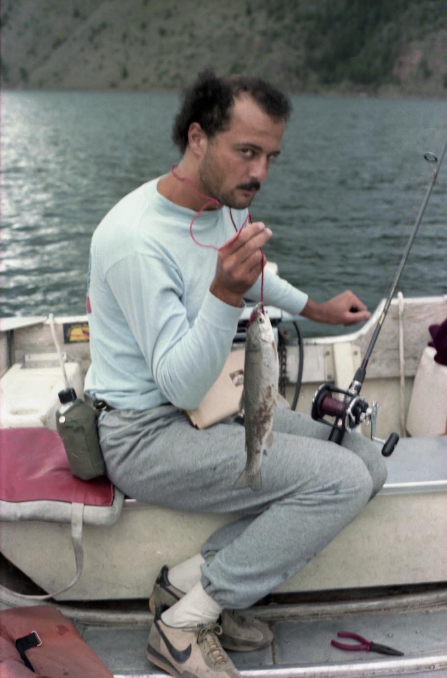 Mike Dufish hooked a trout while trolling Flaming Gorge with a Rapala on leaded line 1982 